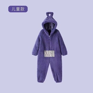 保暖家居服卡通連體睡衣法蘭絨睡衣秋冬季[D1128]冬季兒童珊瑚絨可愛天綫寶寶連體卡通寬鬆舒適加絨加厚親子可外穿