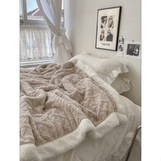 米咖提花毛毯 奶杏 毯子 毯子 毛毯 小蓋毯 沙發毯 鞦鼕保暖 素色 可愛 被子 薄被 素色#dfssf