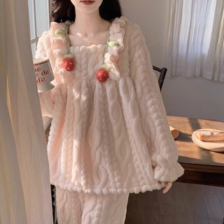 睡衣冬季女珊瑚絨公主風刷毛加厚法蘭絨套裝春秋款長袖甜美家居服睡衣冬季女珊瑚絨公主風刷毛加厚法蘭絨套裝春秋款長袖甜美家居服