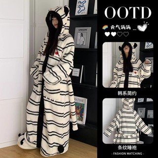 【睡衣專賣鋪】新款可愛酷貓加厚珊瑚絨睡袍女冬季ins網紅法蘭絨保暖家居服睡衣