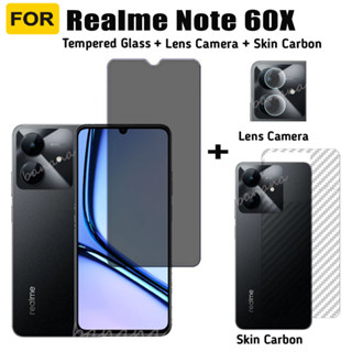 Realme Note 60X 防間諜鋼化玻璃適用於 Realme Note 60 Note 50 C75 隱私螢幕保護