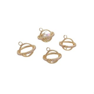 宏雲Hongyun-Ala新品-14k包金保色鑲鋯宇宙星球包珠扣吊墜diy裝水晶珍珠手工飾品掛件