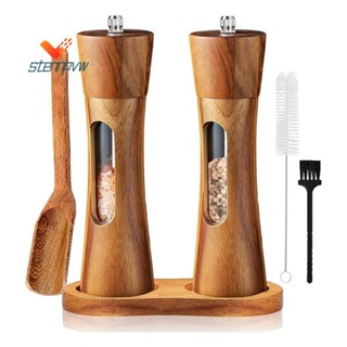胡椒磨木鹽和胡椒磨手動鹽磨香料磨,帶可調節陶瓷研磨機,適用於胡椒鹽香料