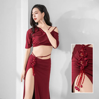 仙女的舞衣 新款花朵流蘇肚皮舞服設計感東方舞舞蹈服練功服套裝表演服裝舞蹈服舞裙流蘇肚皮舞衣