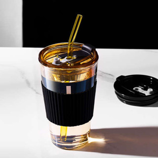 珍珠奶茶環保杯 大象杯 耐熱玻璃杯水杯女生吸管杯帶蓋牛奶咖啡杯辦公室奶茶杯子男豆漿杯