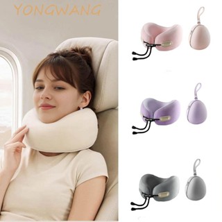 YONGWANG辦公室午睡枕,慢回彈帶儲物袋U型旅行枕,柔軟的人體工學舒服的汽車抱枕旅行