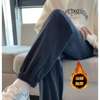 胖胖美依 長褲 束腿褲 直筒褲 寬褲中大碼 M-2XL新款燈芯絨運動褲束腳顯瘦加絨衛褲條絨休閒褲子-2309.