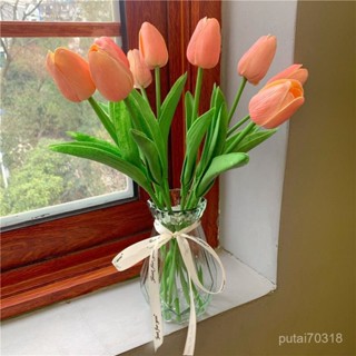 【臺灣發貨】ins北歐鬱金香模擬花束家居假花攝影道具裝飾手捧花客廳桌麵擺件