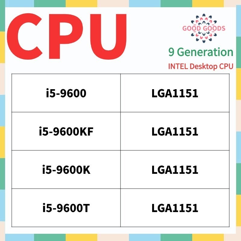 歡迎光臨本店金多蝦電子I5-9600 i5-9600KF i5-9600K i5-9600T 第9代英特爾酷睿臺式機CP