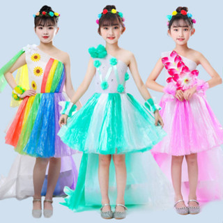 兒童環保服裝女童手工材料diy幼兒園創意塑膠袋親子走秀表演衣服515