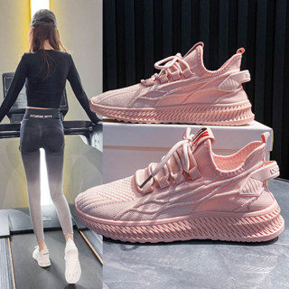 女士休閒運動鞋,學生時尚 Flyknit 跑步鞋,簡約舒適平底鞋
