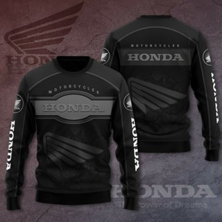HONDA新款時尚本田f1賽車長袖襯衫3d印花3d