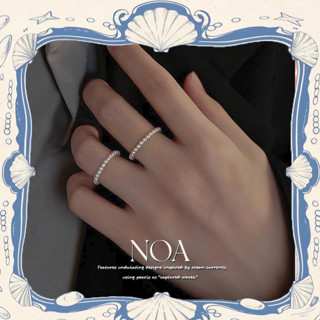 NOA 手工極細珍珠戒指韓國簡約疊戴珍珠不掉色氣質溫柔風白色米粒珠子仿珍珠戒指素圈指環小眾高階女輕奢串珠食指疊戴