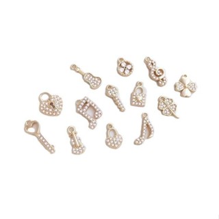 宏雲Hongyun-Ala新品-保色14k包金微鑲鋯石四葉草音符小提琴鑰匙鎖形吊墜diy飾品小吊飾