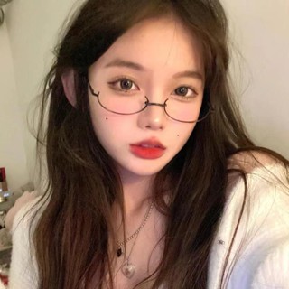 👓免運特賣👓 秘書下半框禁慾風 裝飾眼鏡 御姐女jk軟妹鏡架網紅無邊框二次元 半框眼鏡 無框眼鏡 無度數眼鏡 眼鏡