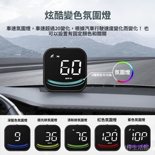 車載HUD抬頭顯示器汽車通用車速同步儀表盤指南針超速報警平視儀【kiki】