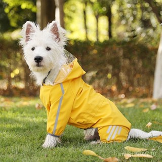 跨境新款可牽引狗狗四腳雨衣防水大中小型犬寵物雨天外出衣服
