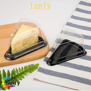 LANFY50件蛋糕切片盒,塑膠三角形芝斯蛋糕盒,三明治包裝盒一次性透明蓋6/8在甜品容器餐廳