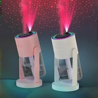 創意星空投影加濕器迷你旋轉車載空氣加濕器帶 LED 燈 USB 電動香薰機適用於臥室
