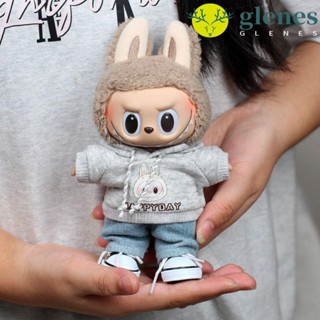 GLENESLabubu毛絨公仔套裝,正裝套裝連帽衫Labubu娃娃衣服,更換收藏迷你棉娃娃的衣服
