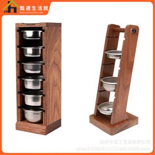 新品熱賣/現貨速髮 黑衚桃實木 濃縮咖啡粉碗過濾器收納架 便攜桌麵置物架 適用51/53/58