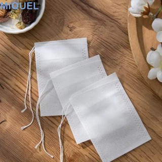 MIQUEL100件帶繩子的茶濾袋,無紡布可抽拉一次性咖啡袋,抽繩大的多尺寸一次性茶包