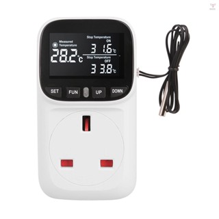 230v 13A溫度控制器插座高精度數顯溫控器魚缸觸控式螢幕預設定時開關冷卻加熱溫控器插座溫度調節器