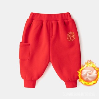 爆款新品兒童加絨拜年服套裝中小童中國風唐裝男童漢服週嵗女童寶寶新年服