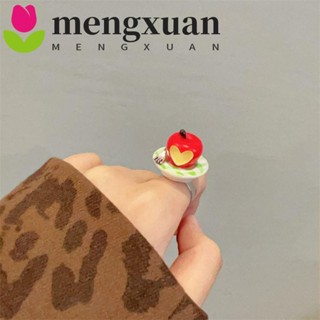 MENGXUAN草莓慕斯蛋糕圈,幾何的冰淇淋果凍布丁圈,優質的水果櫻桃珠寶配件可愛的戒指裝飾