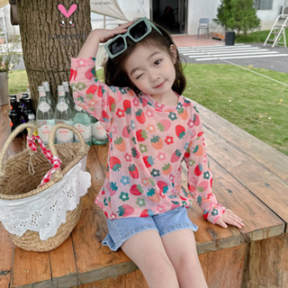 90-140CM 女童時尚卡通印花防曬衣 中兒童百搭寬鬆上衣 現貨 快速出貨