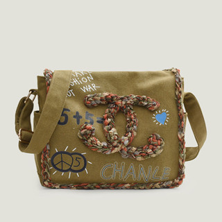 【包包系列】香風原創反戰手工塗鴉單肩斜揹包刺繡帆布包女包DIY毛線包