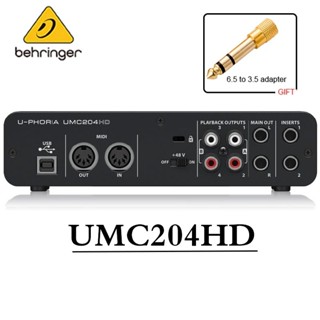Behringer UMC204HD/UMC202HD/ UMC22音效卡音訊介面錄音獨立外接音效卡 Midi直播