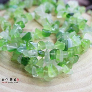 天然水晶綠玻璃 5-8mm仿綠瑪瑙碎石 手工製作DIY手鍊髮簪頭飾配件