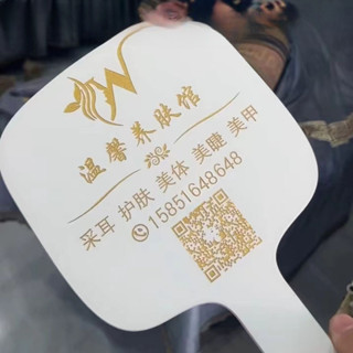 客製化【鏡子】 牙科紋繡手持化妝鏡美容鏡子 手拿木質手柄鏡子美容院專用訂製logo