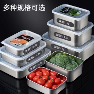 日式304不鏽鋼保鮮盒食品級密封帶蓋廚房冰箱收納魚肉類收納盒20250520
