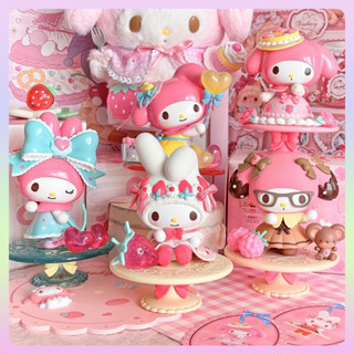 Melody下午茶盲盒圖玩具三麗鷗盲盒套裝書桌裝飾melody可愛娃娃模型生日禮物女