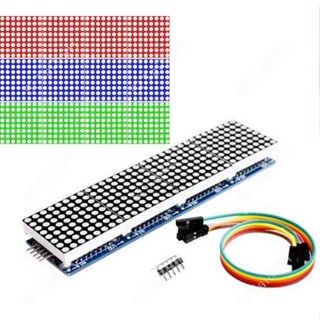 MAX7219 點陣模組適用於 Arduino 微控制器 4 合一顯示器,帶 5P 線紅色綠色藍色