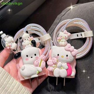 VHDD 可愛的 Hello Kitty 充電器保護套數據線繞線器保護套適用於 IPhone 16 15 18 20W