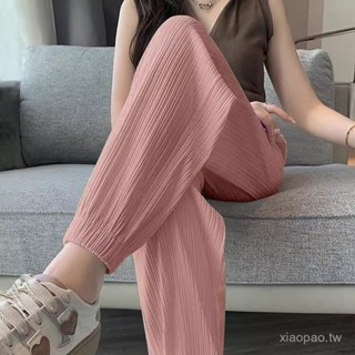 冰絲燈籠褲女夏季薄款大碼胖mm顯瘦寬鬆束腳休閒運動褲