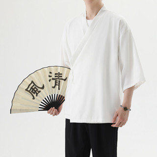 男士民族風外套冰絲亞麻小外套短袖T恤透氣排汗唐裝漢服禪服居士服太極服禪服新品