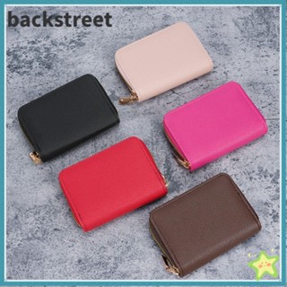 BACKSTREET風琴卡夾,拉鍊PU革小錢包,純色大容量防盜零錢包