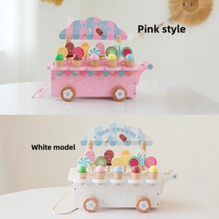 兒童模擬過家家玩具 丹麥貴族冰淇淋玩具 雪糕推車玩具 售賣商店 木質玩具