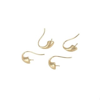 宏雲Hongyun-Ala新品-強保色14K包金水滴形珠託耳鉤diy手工粘珍珠耳環耳飾品配件資料
