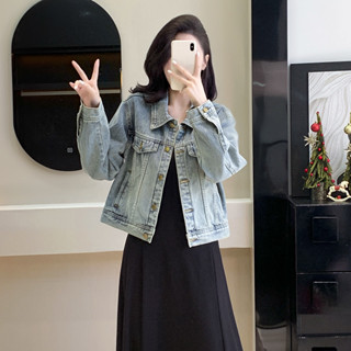 實拍牛仔外套女2025春季新款仿舊微複古水洗淺藍色夾剋上衣