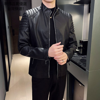 💥免運熱銷💥春秋新款 皮衣 皮夾克 休閒 男士 機車皮衣 男裝 立領夾克 韓版修身皮衣 新款夾克 韓版外套 立領皮衣