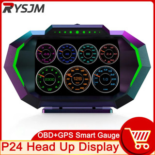 AD 數字汽車 LCD HUD GPS OBD2 平視顯示器坡度計速度警報公裡/小時 MPH 車速錶轉速錶水溫陞壓錶