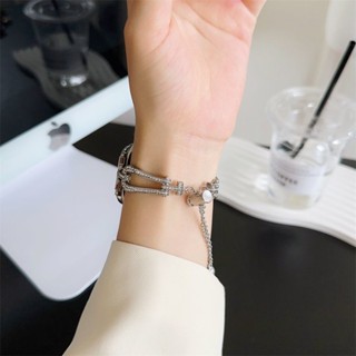 免運錶帶女士 精緻手鐲適用蘋果手錶iwatch8765se2金屬小眾手鐲手鍊女款時尚潮