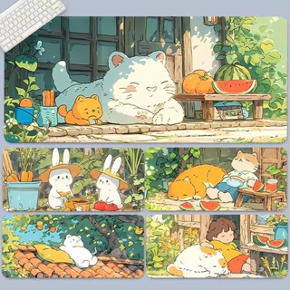 ‹書桌墊› 現貨 [天然橡膠底] 卡通 超大 滑鼠墊 ins風治癒係可愛二次元少女 書桌墊 宿捨鍵盤墊子