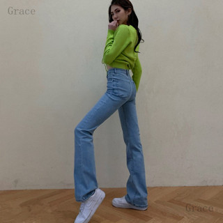 臺灣齣貨Grace超顯瘦！歐美風性感緊身喇叭褲 高腰牛仔褲 闊腿褲 彈性牛仔褲 超模辣妹拖地褲 INS復古氣質休閒褲 女