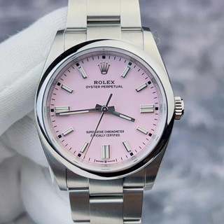 勞力士蠔式恆動女表126000-0008櫻花粉精鋼自動機械錶36mm Rolex